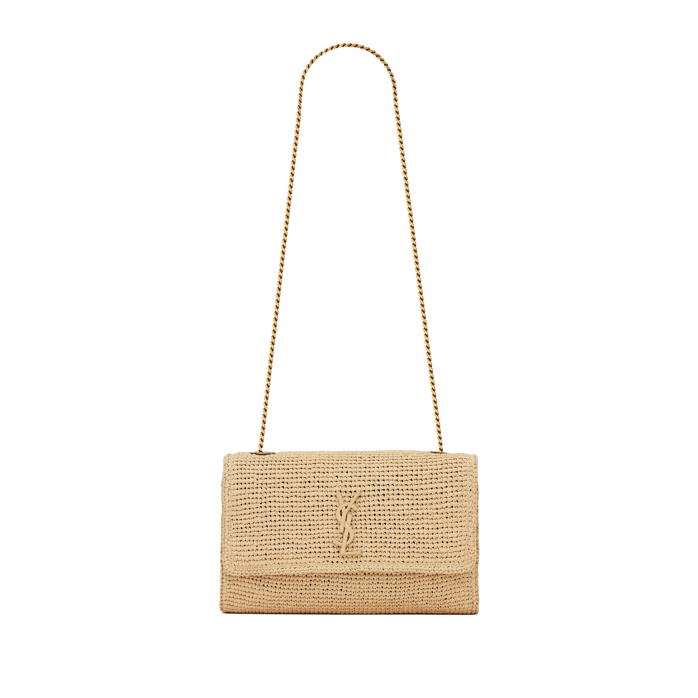 YSL KATE MEDIUM IN RAFFIA AND SMOOTH LEATHER 698637GAAA92069 (28.5*20*6cm)
